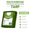 Heavy Duty Tarp Green  - Durable Tarpaulin Waterproof with Eyelets - Anytime Garden©